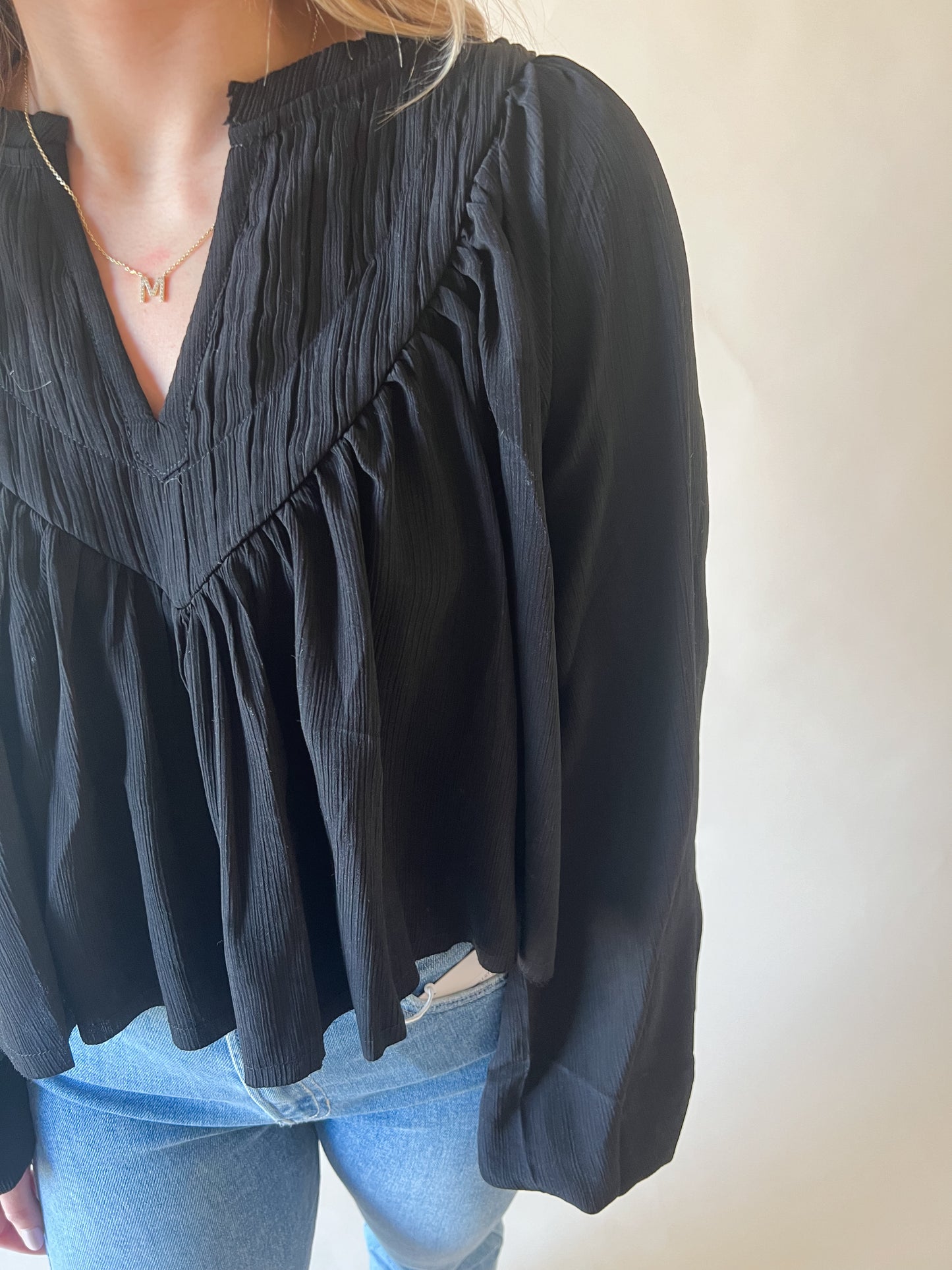 V-Neck Pleated Top