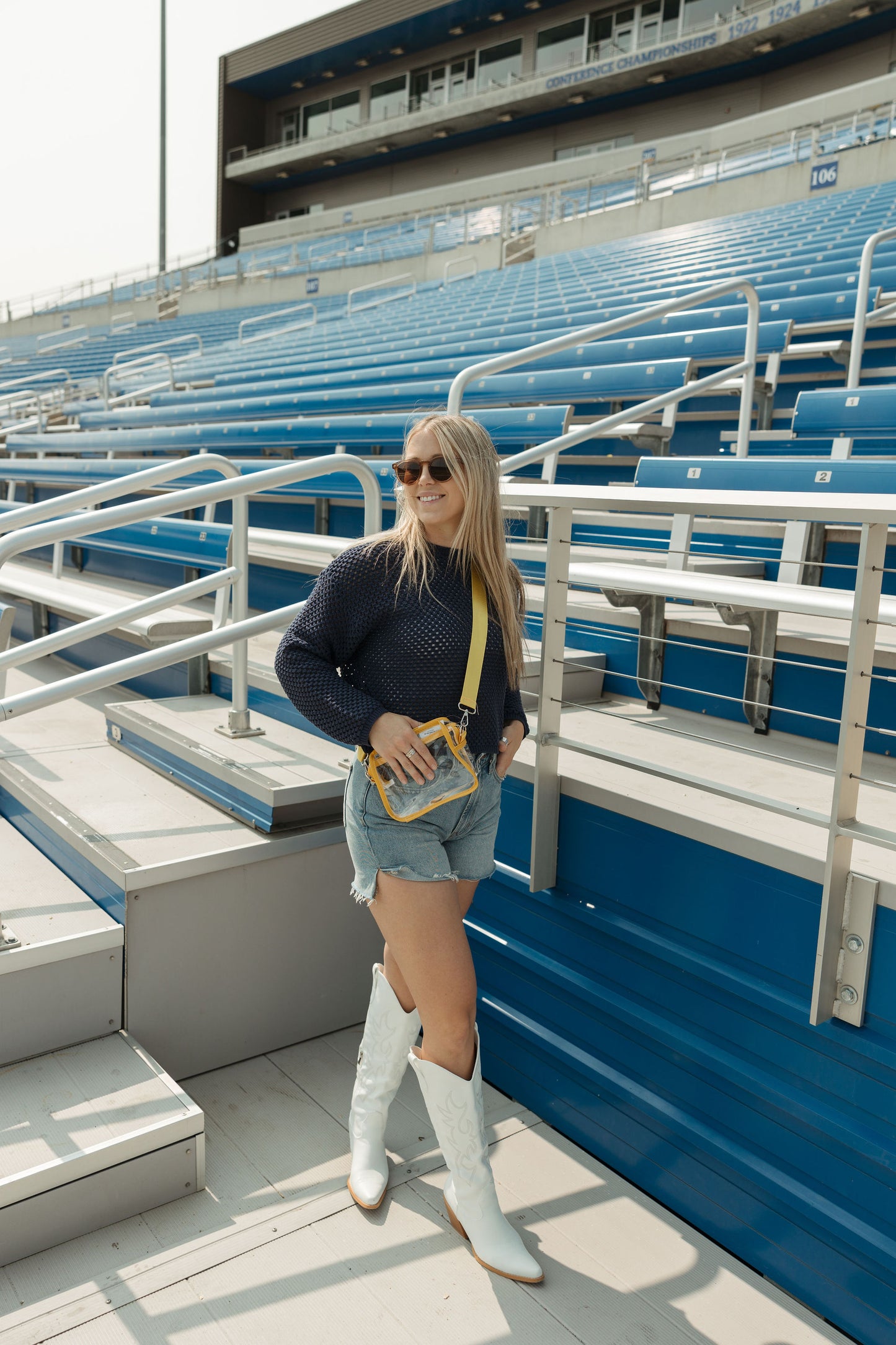 Navy Open Knit Top