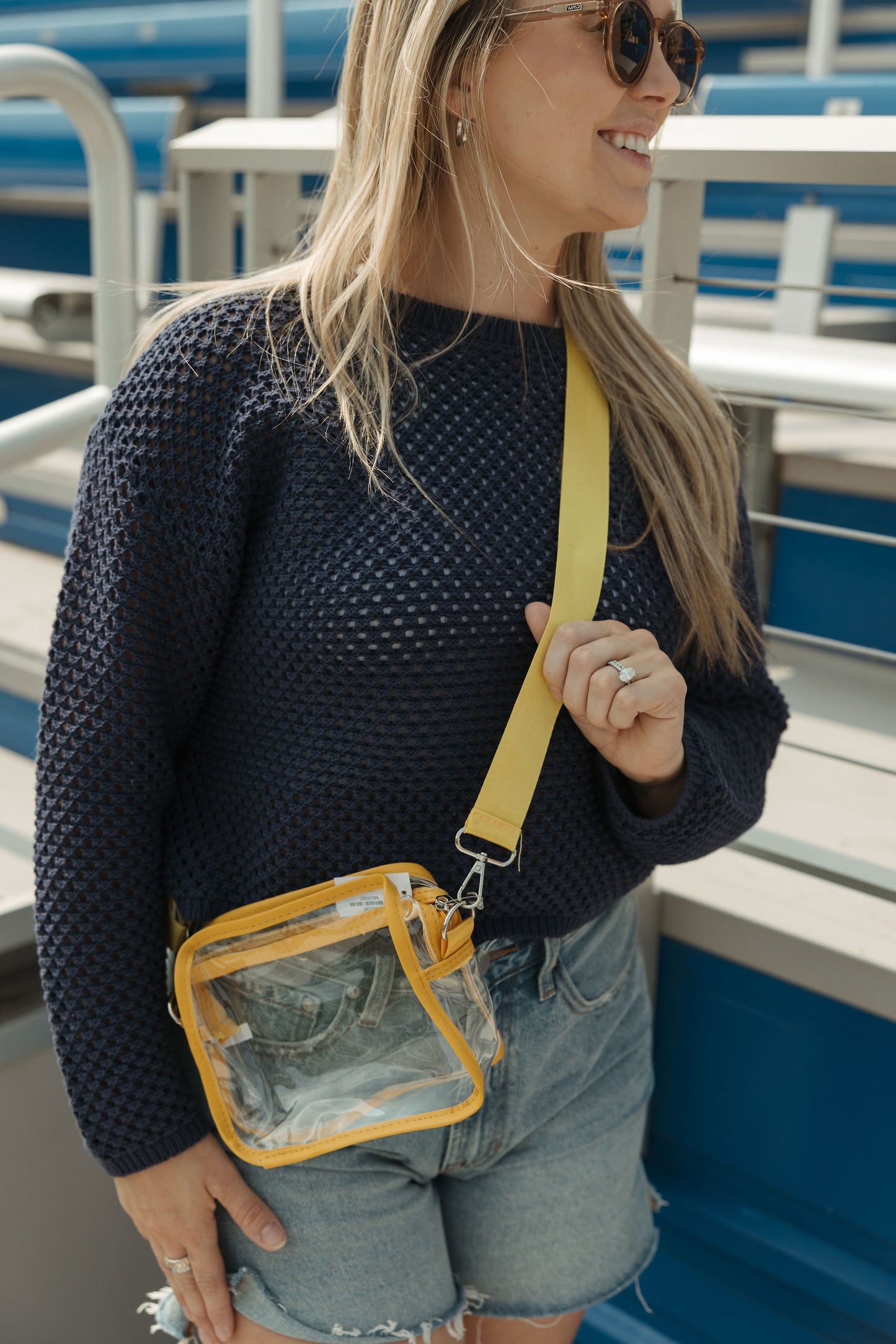 Navy Open Knit Top