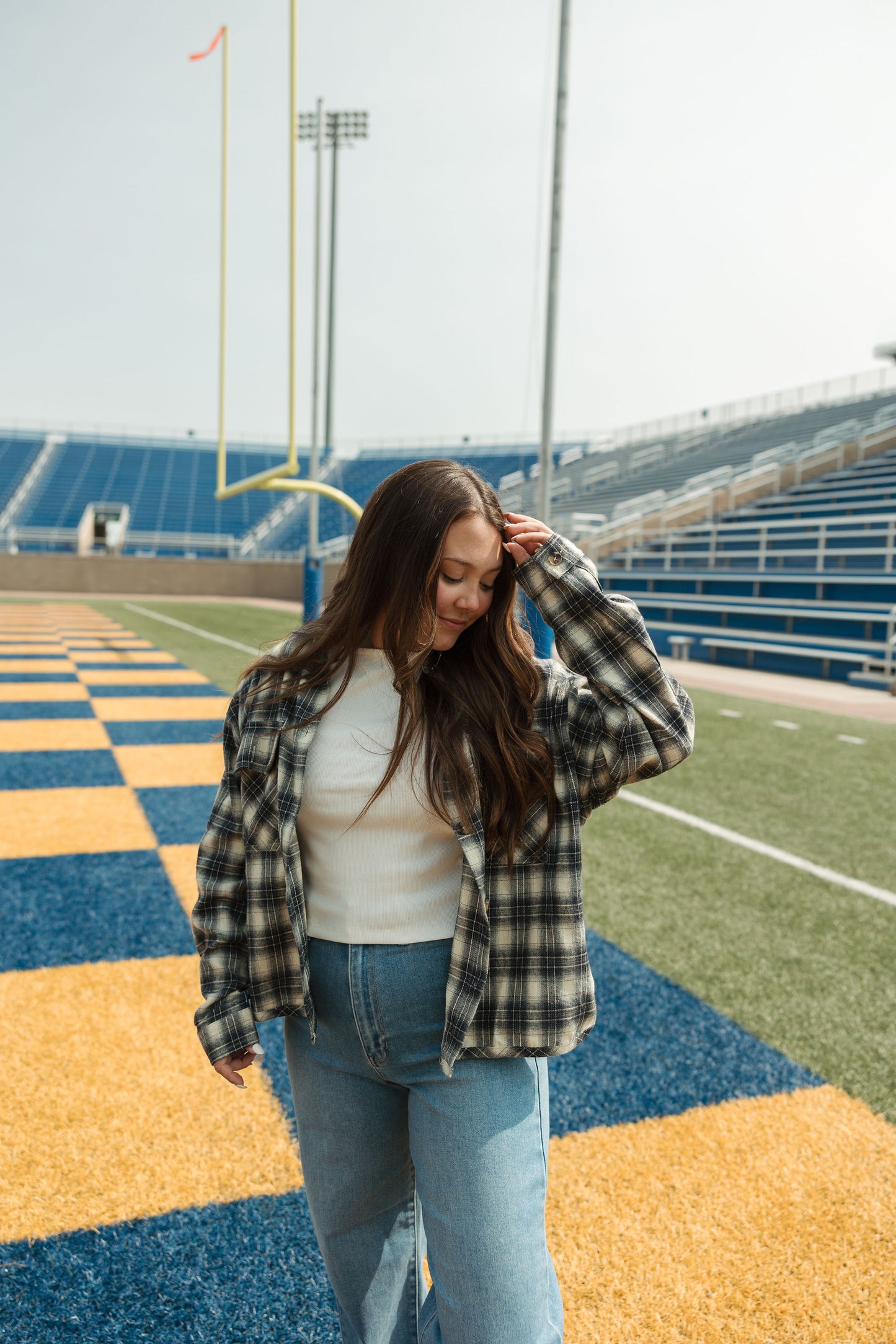 Navy Plaid Longsleeve Jacket