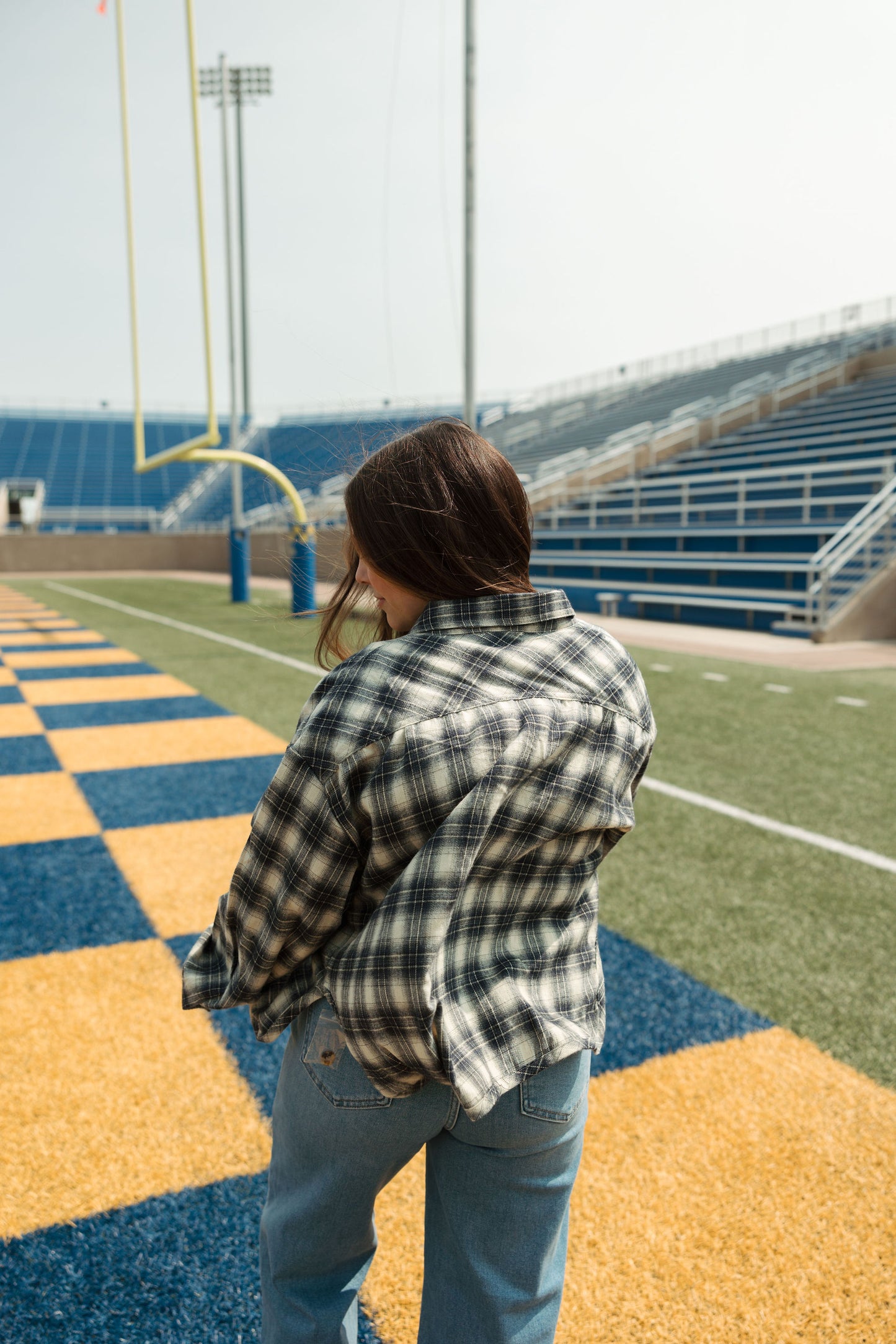 Navy Plaid Longsleeve Jacket