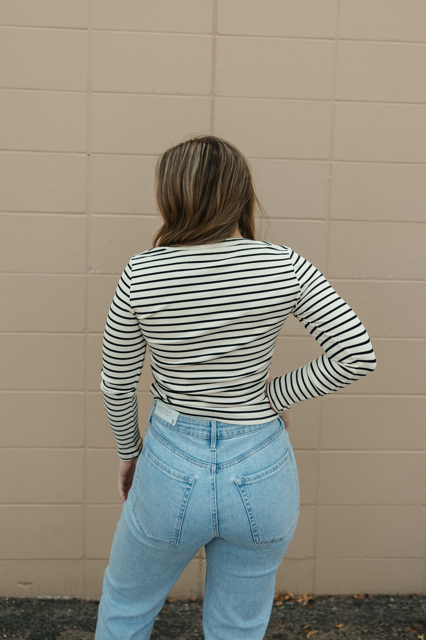 Stripe Scoop Neck Long Sleeve