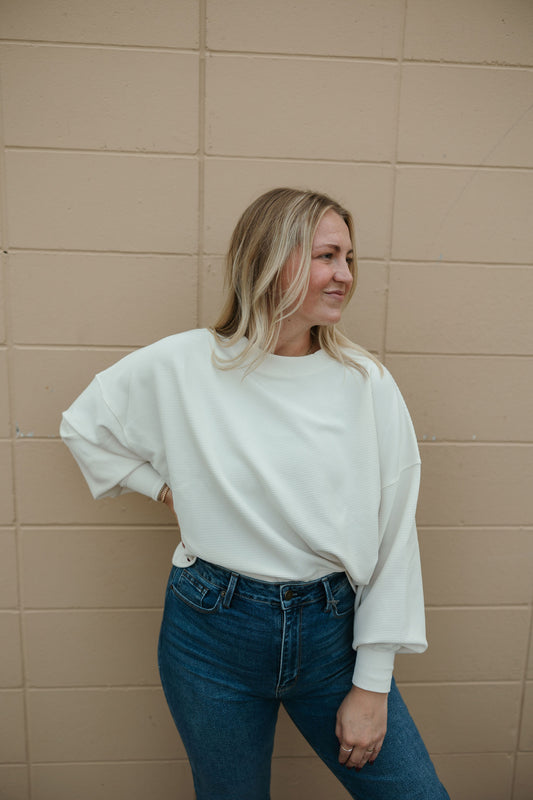 Cream Ribbed Pullover