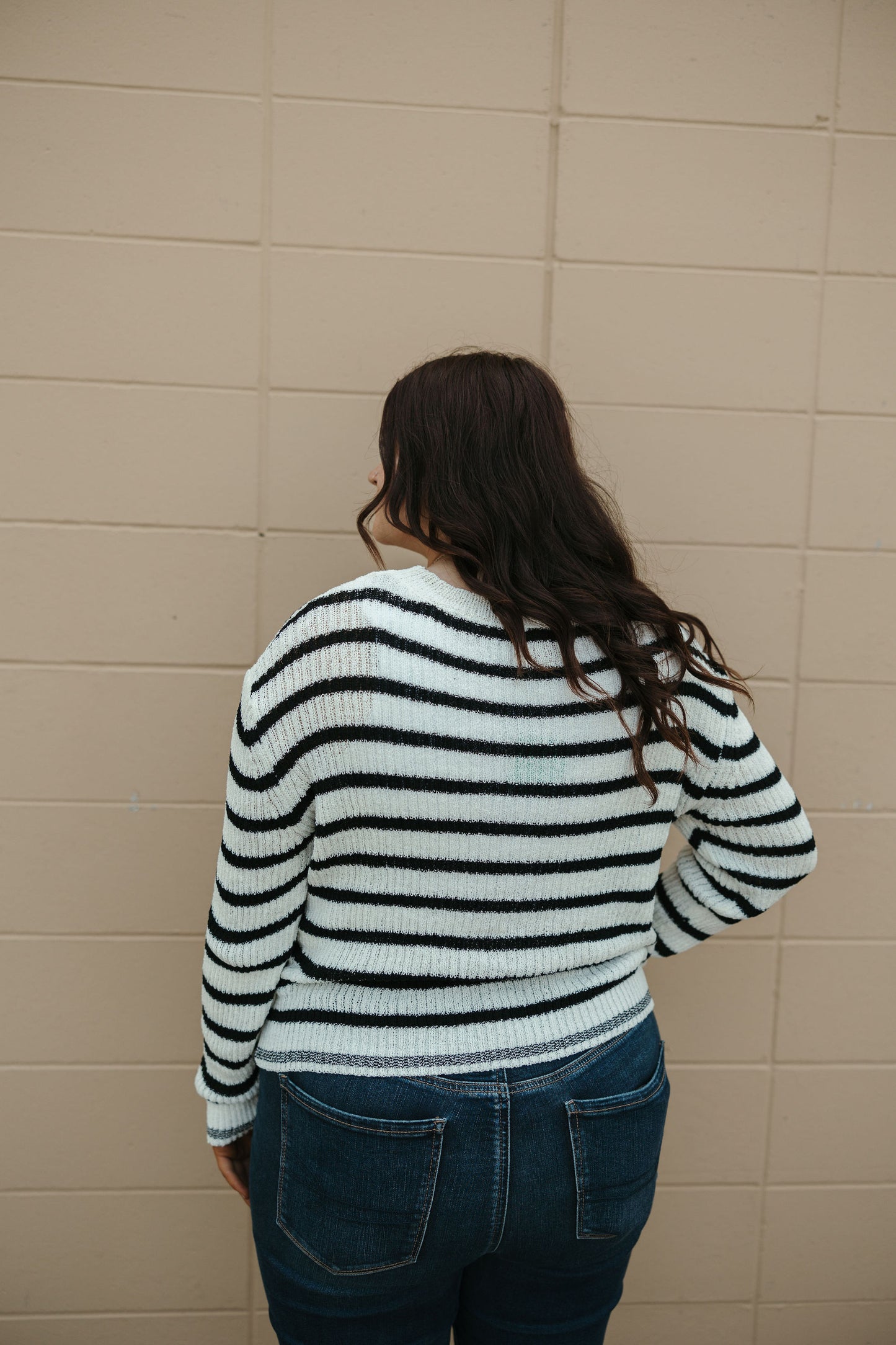 Plus Stripe Button Down Cardigan