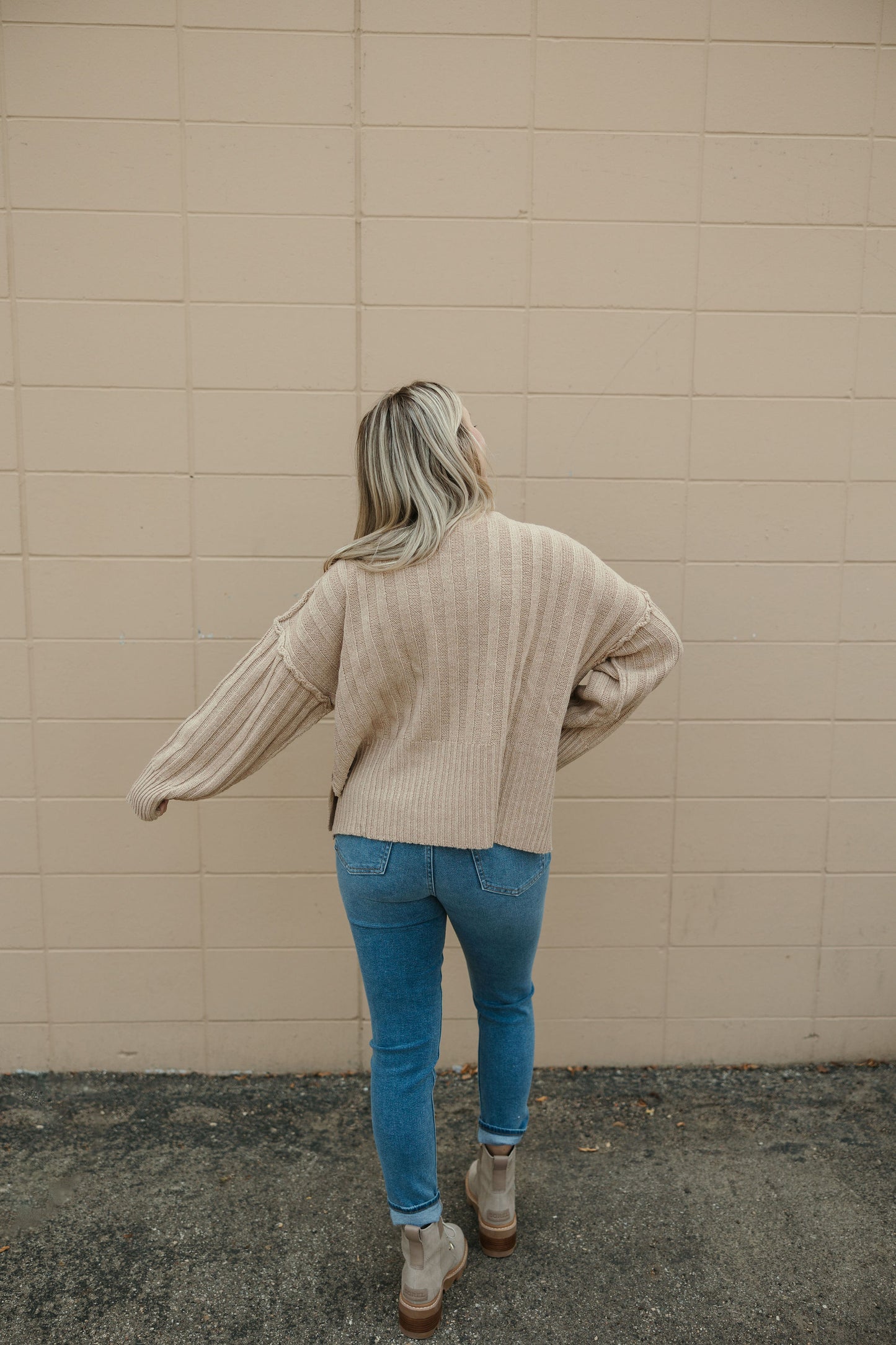 Wheat Pullover Pocket Sweater