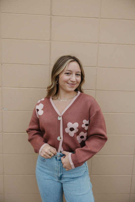 Fall Flower Sweater Cardigan