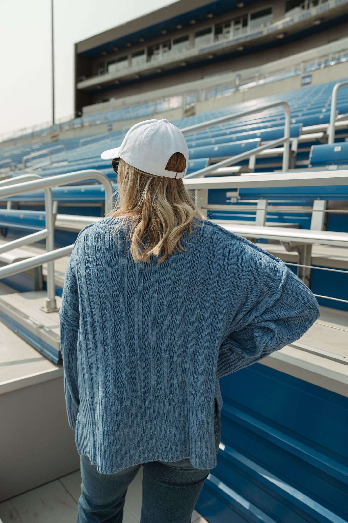 Blue Pullover Pocket Sweater