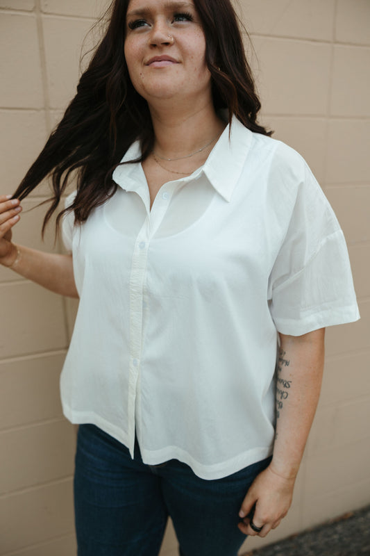 Plus Ivory Boxy Crop Shirt