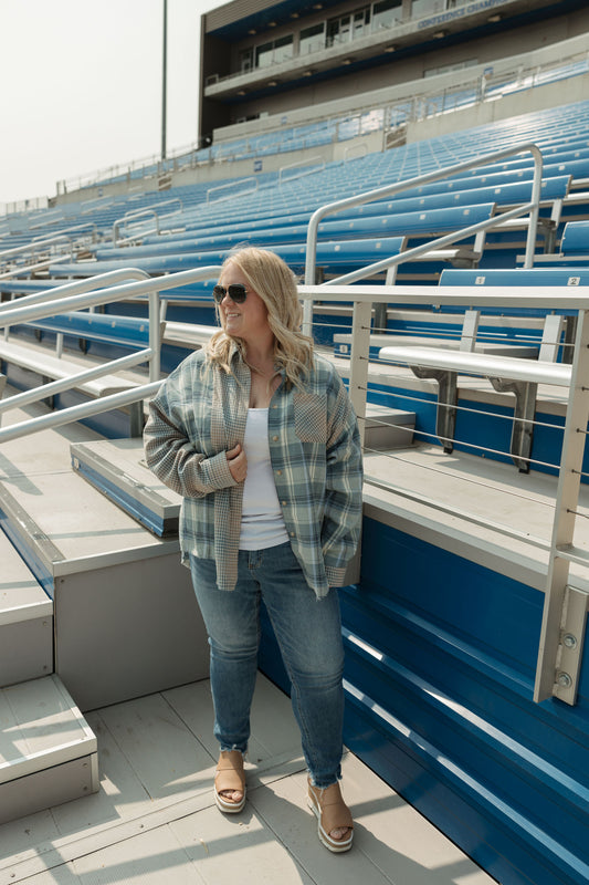 Blue Multiplaid Button Down