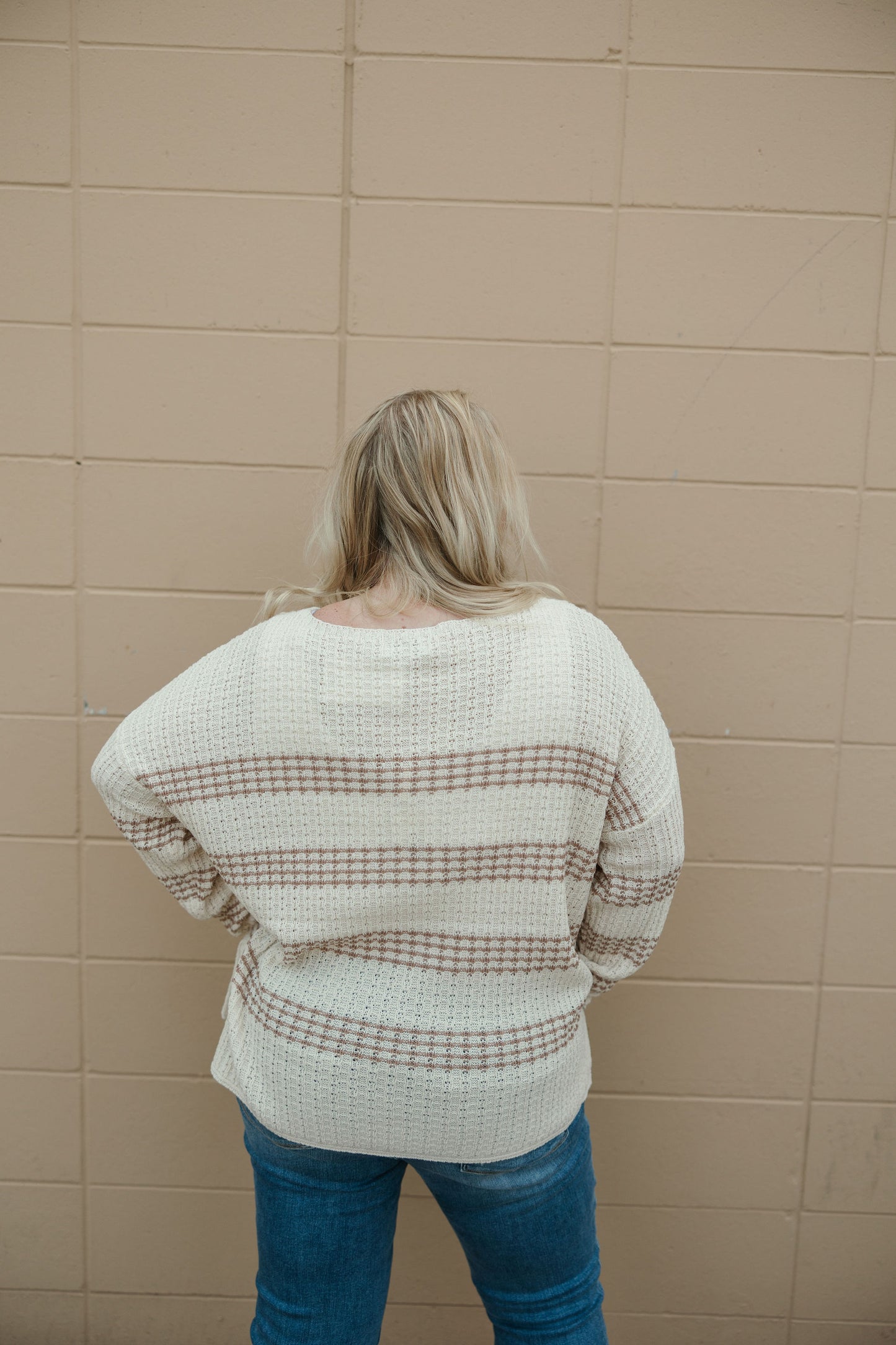 Plus Taupe Stripe Sweater