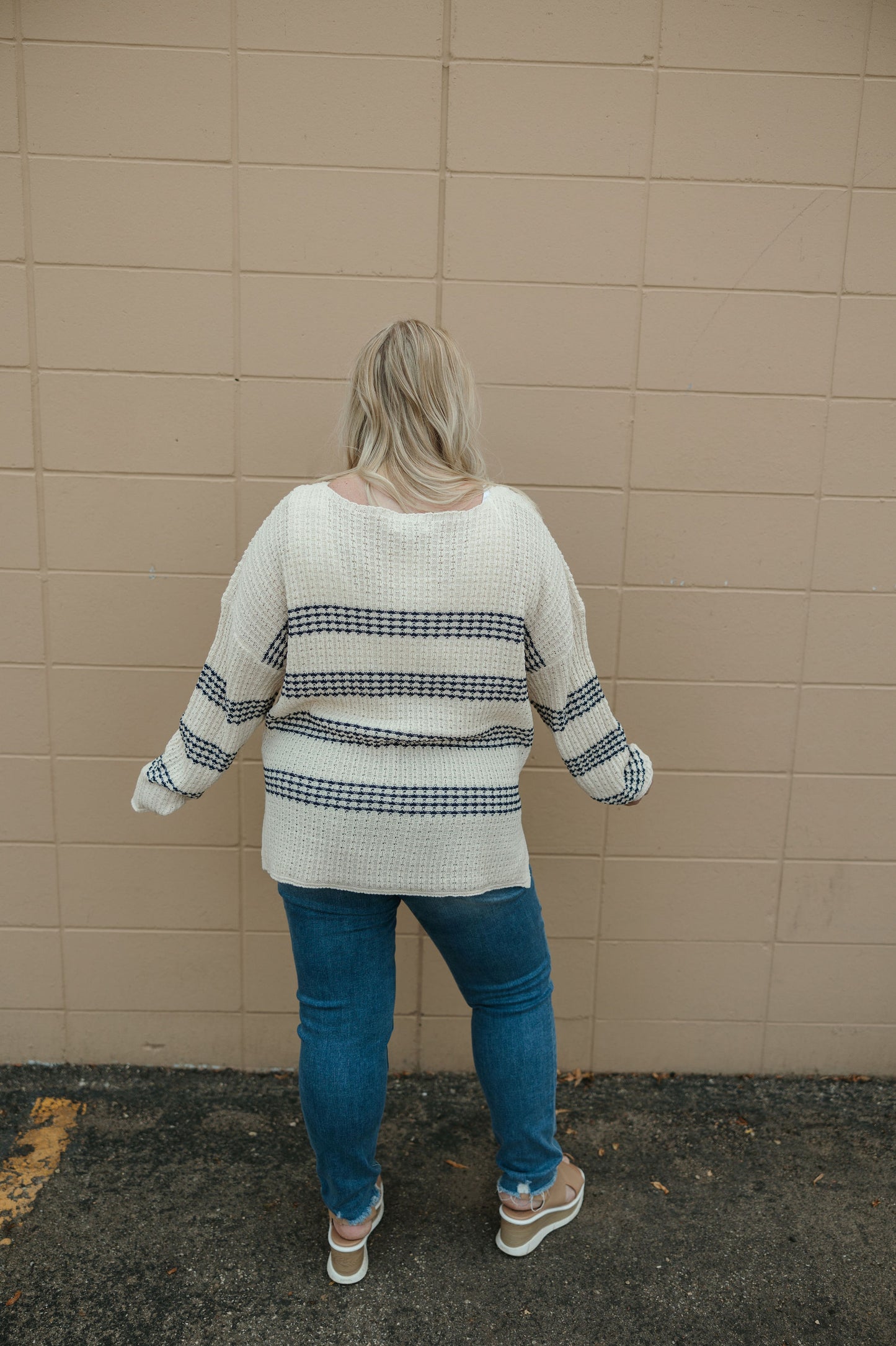 Plus Navy Stripe Sweater