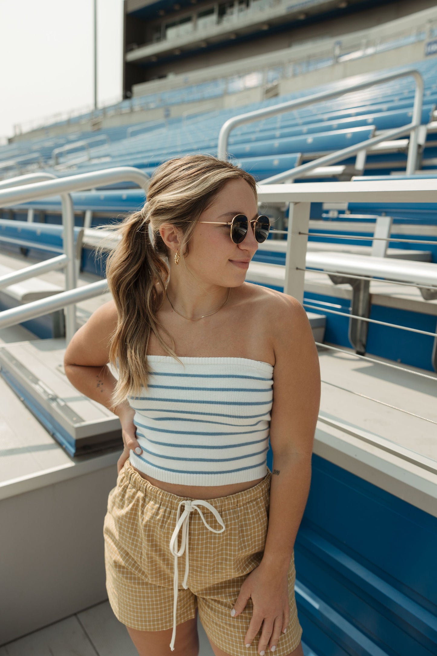 Blue Stripe Tube Top