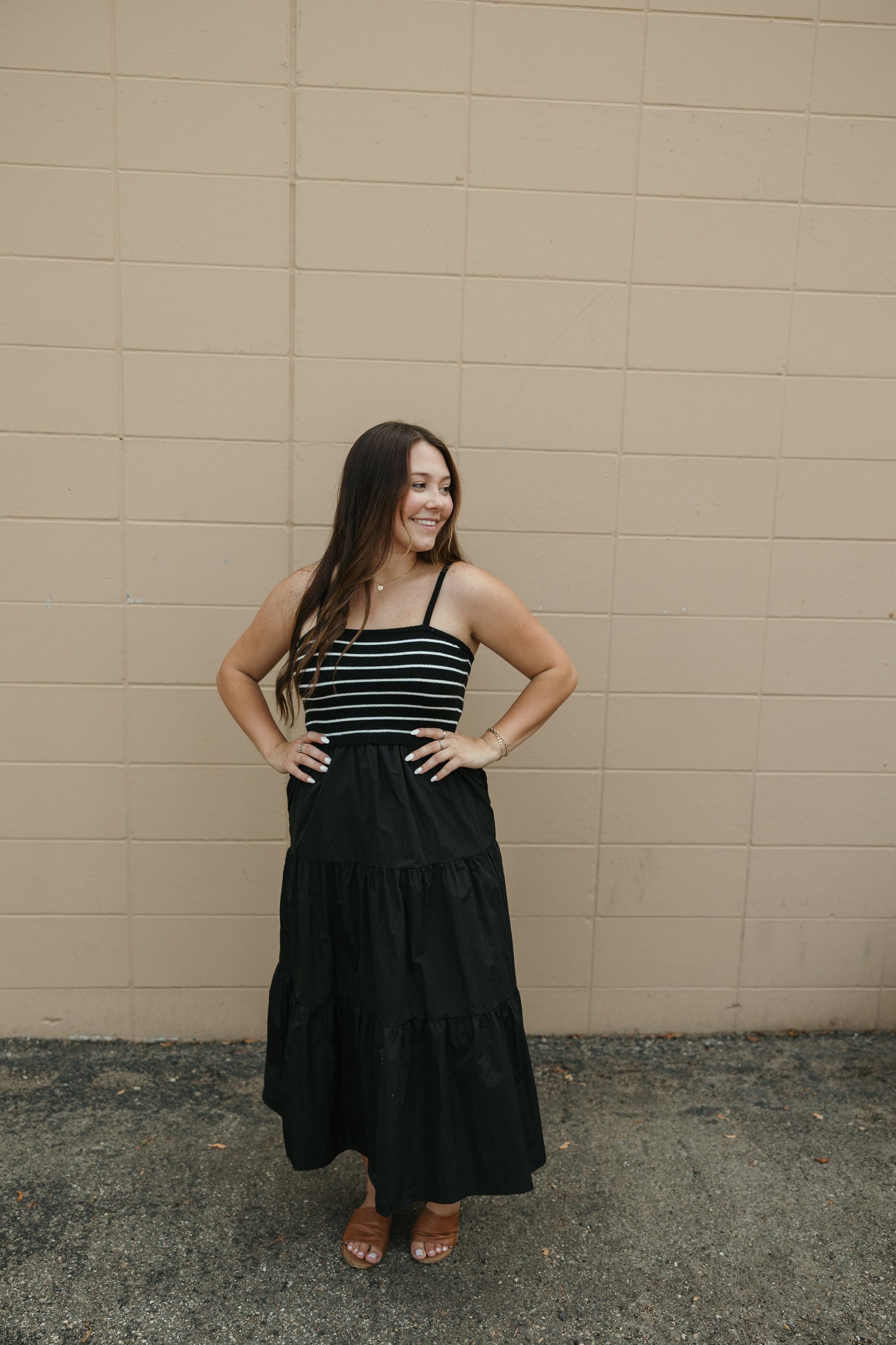 Stripe Tank Tiered Maxi Dress