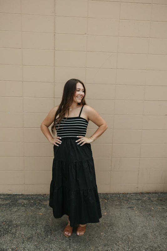 Stripe Tank Tiered Maxi Dress