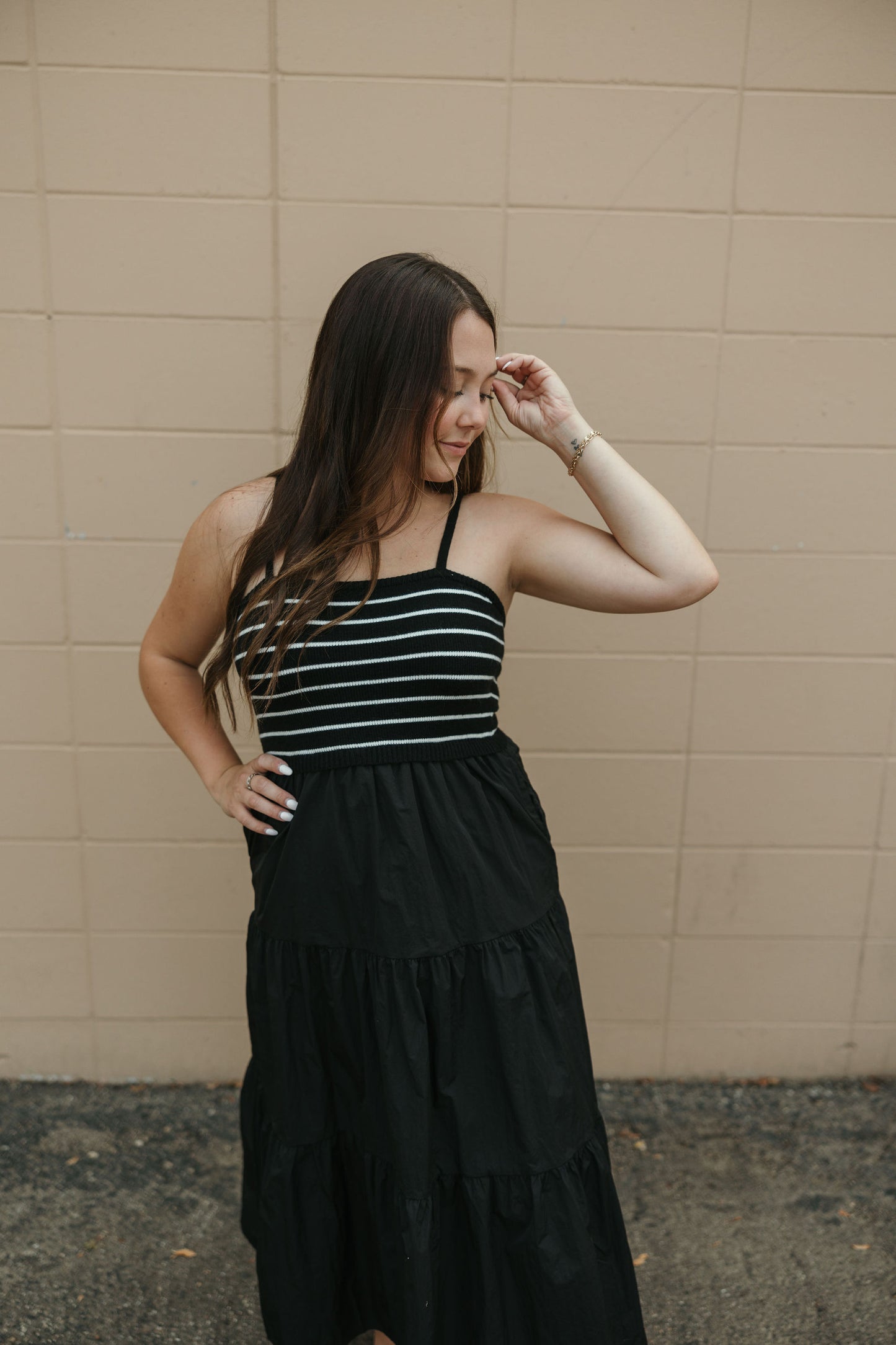 Stripe Tank Tiered Maxi Dress