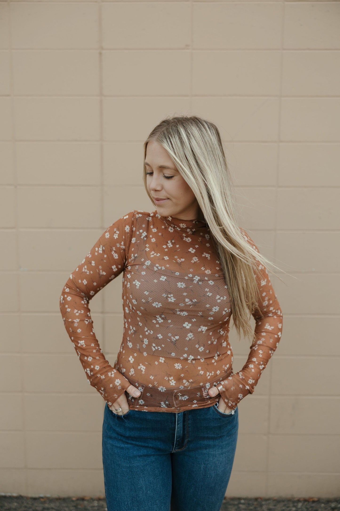 Lace Mock Neck Long Sleeve