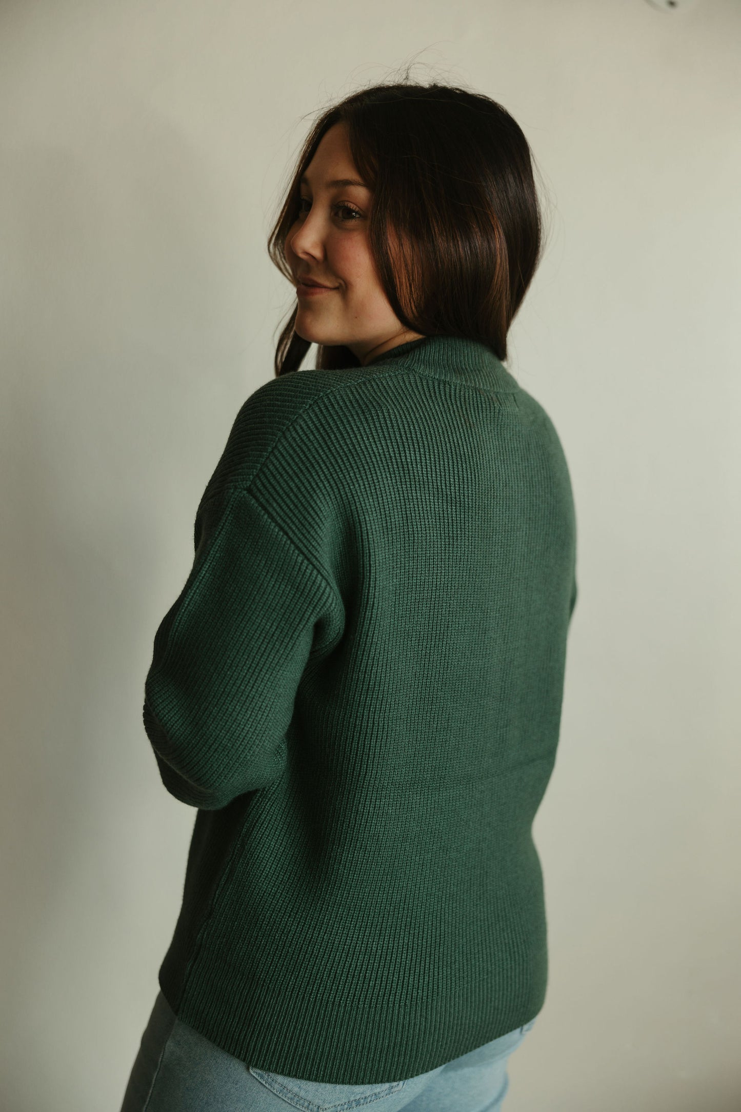 Pine Ribbed Henley Sweater