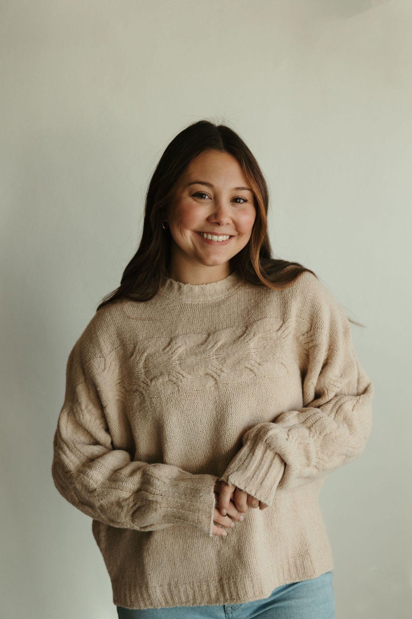 Taupe Braided Detail Sweater