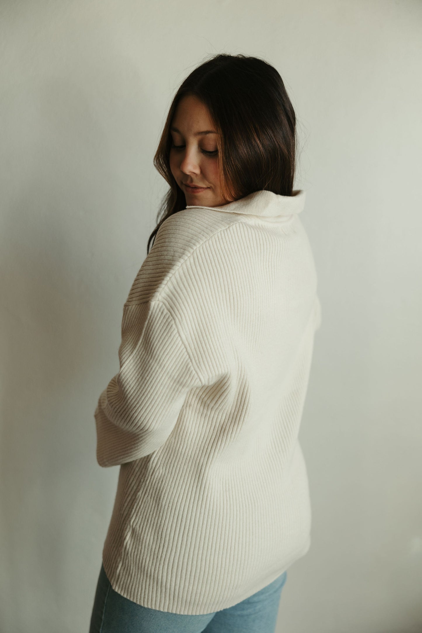 Cream Ribbed Knit Cardigan