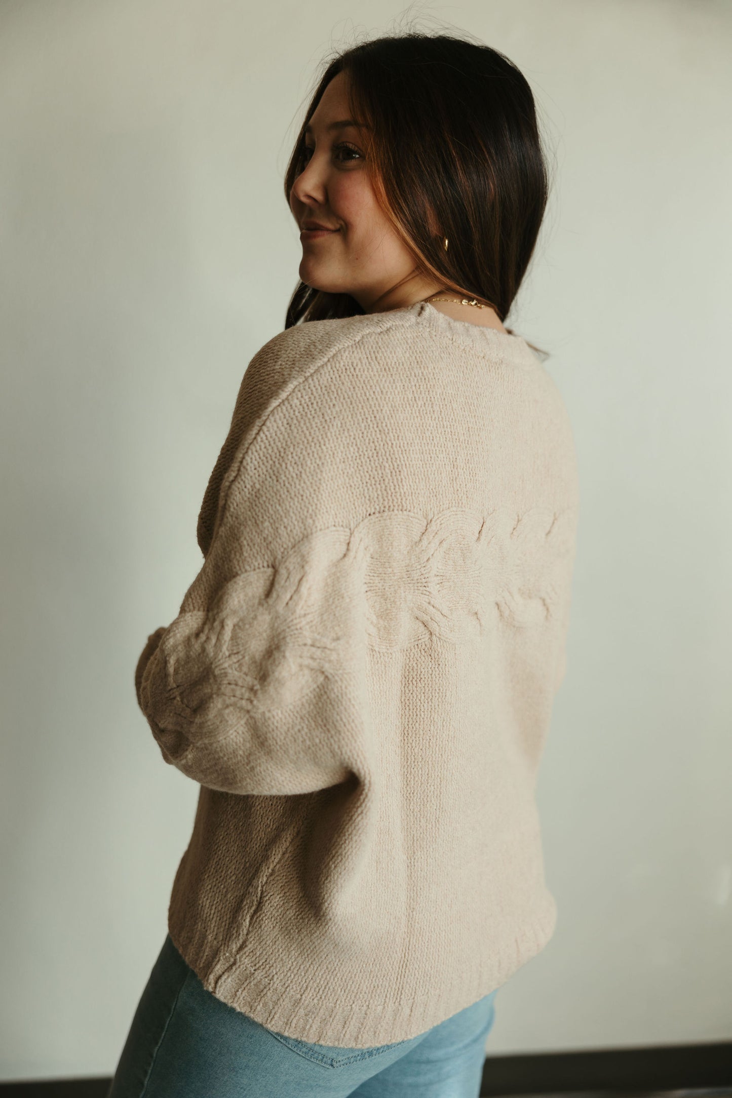 Taupe Braided Detail Sweater