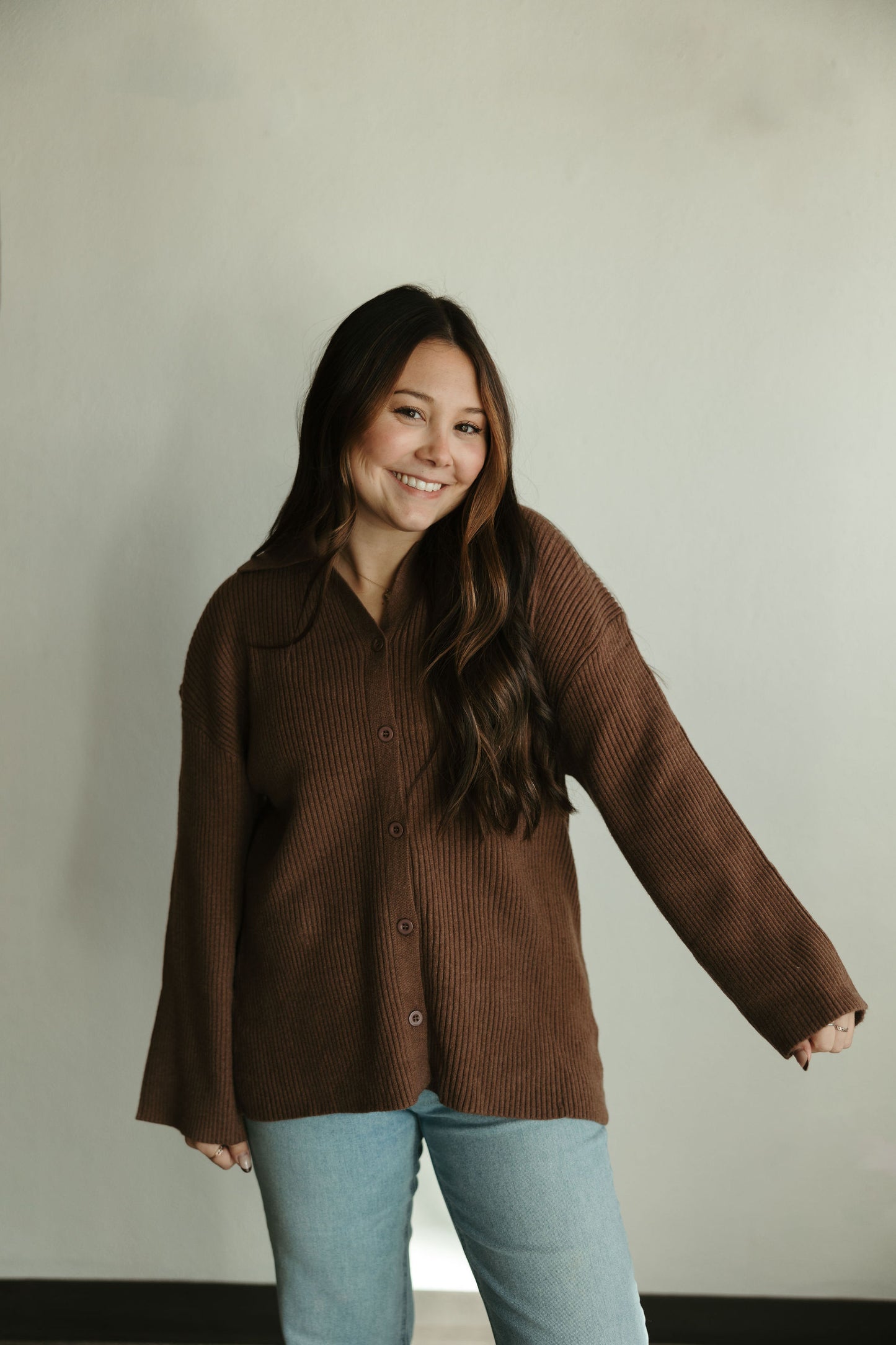 Cocoa Ribbed Knit Cardigan