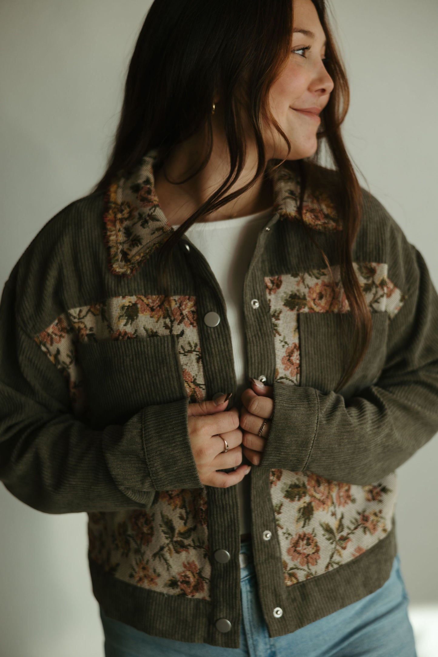 Corduroy Jacquard Floral Jacket