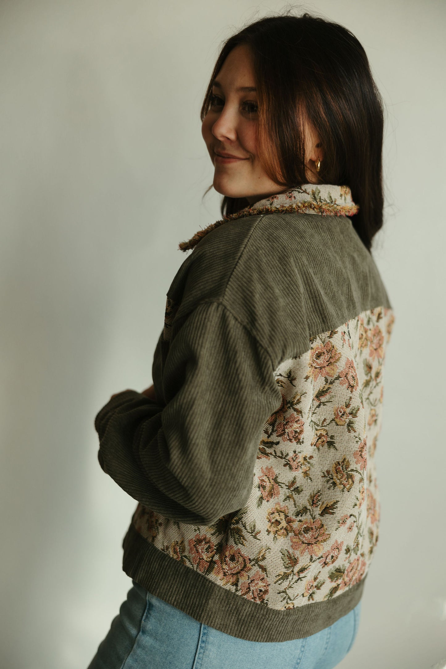 Corduroy Jacquard Floral Jacket