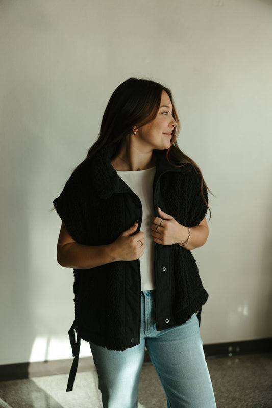 Black Teddy Vest Jacket