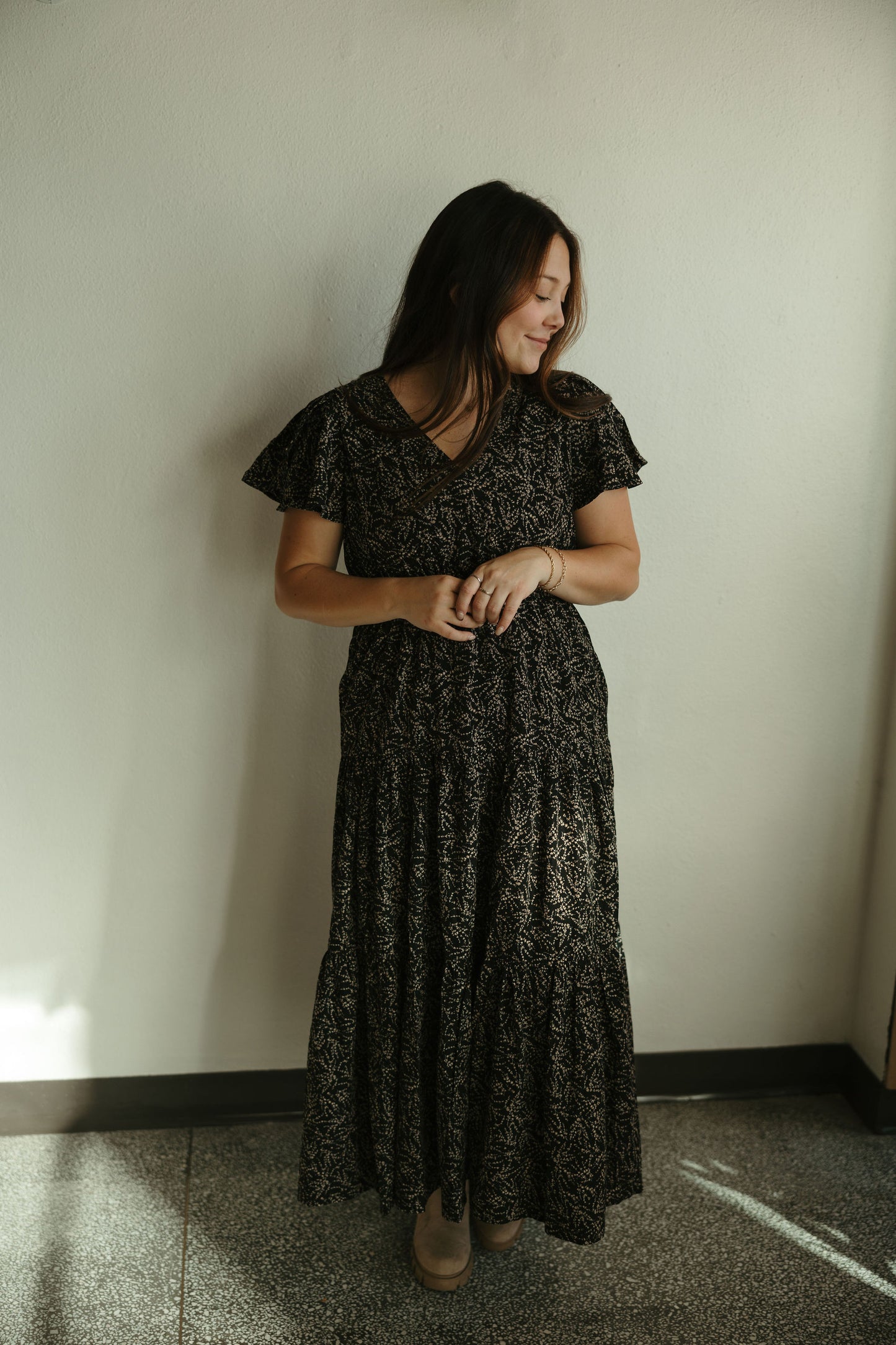 Tiered Fall Floral Maxi Dress