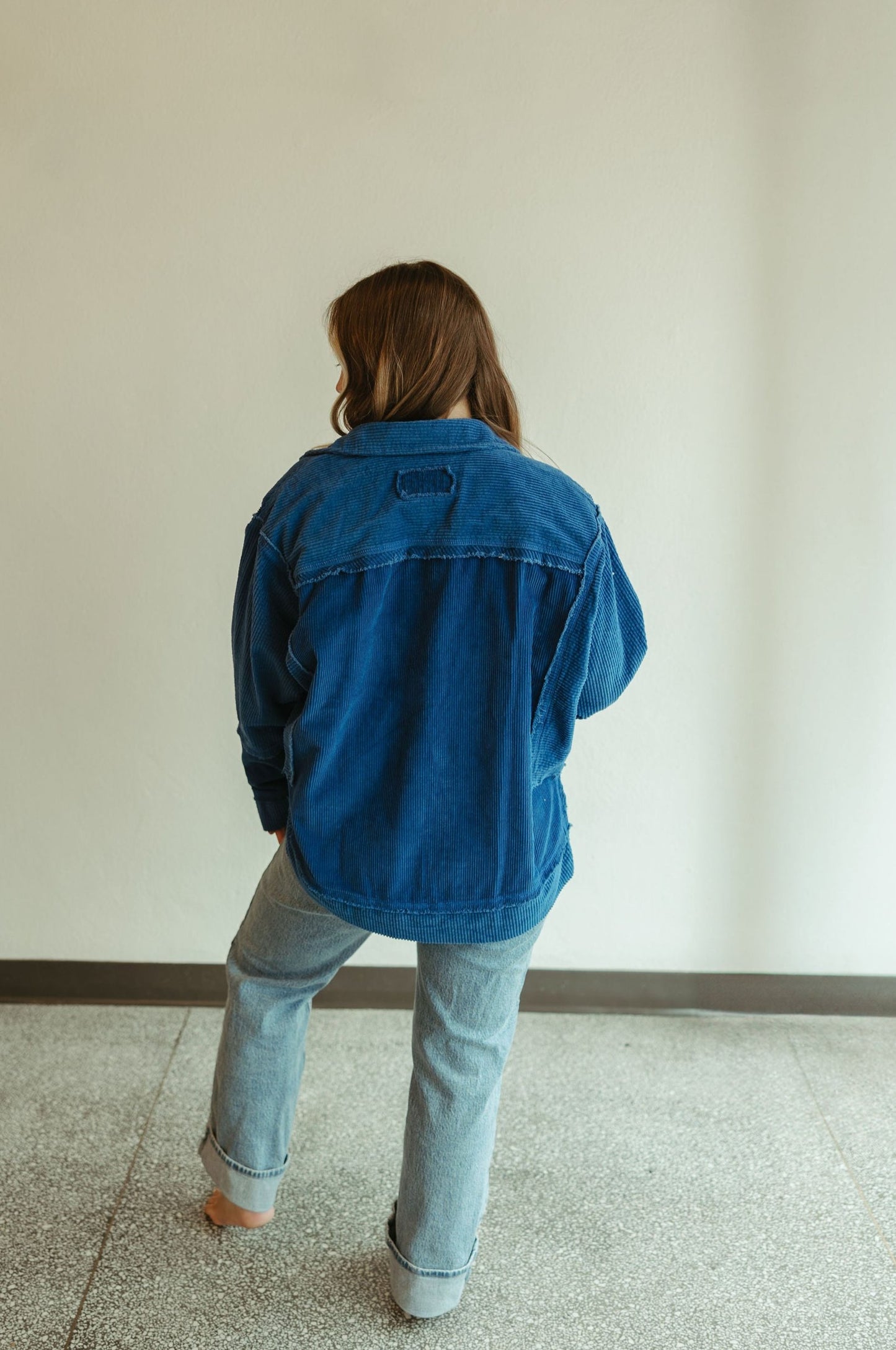 Distressed Hem Corduroy Jacket