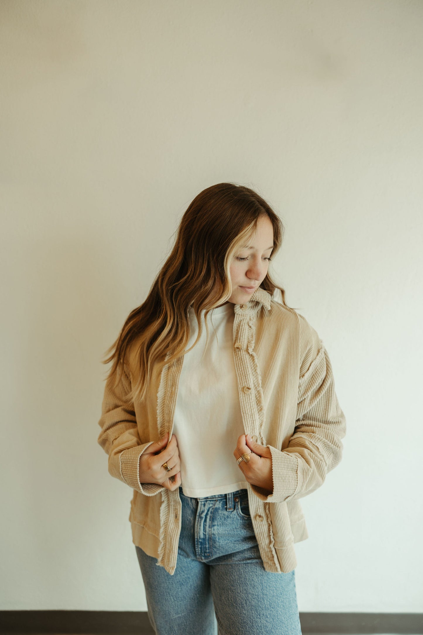 Distressed Hem Corduroy Jacket