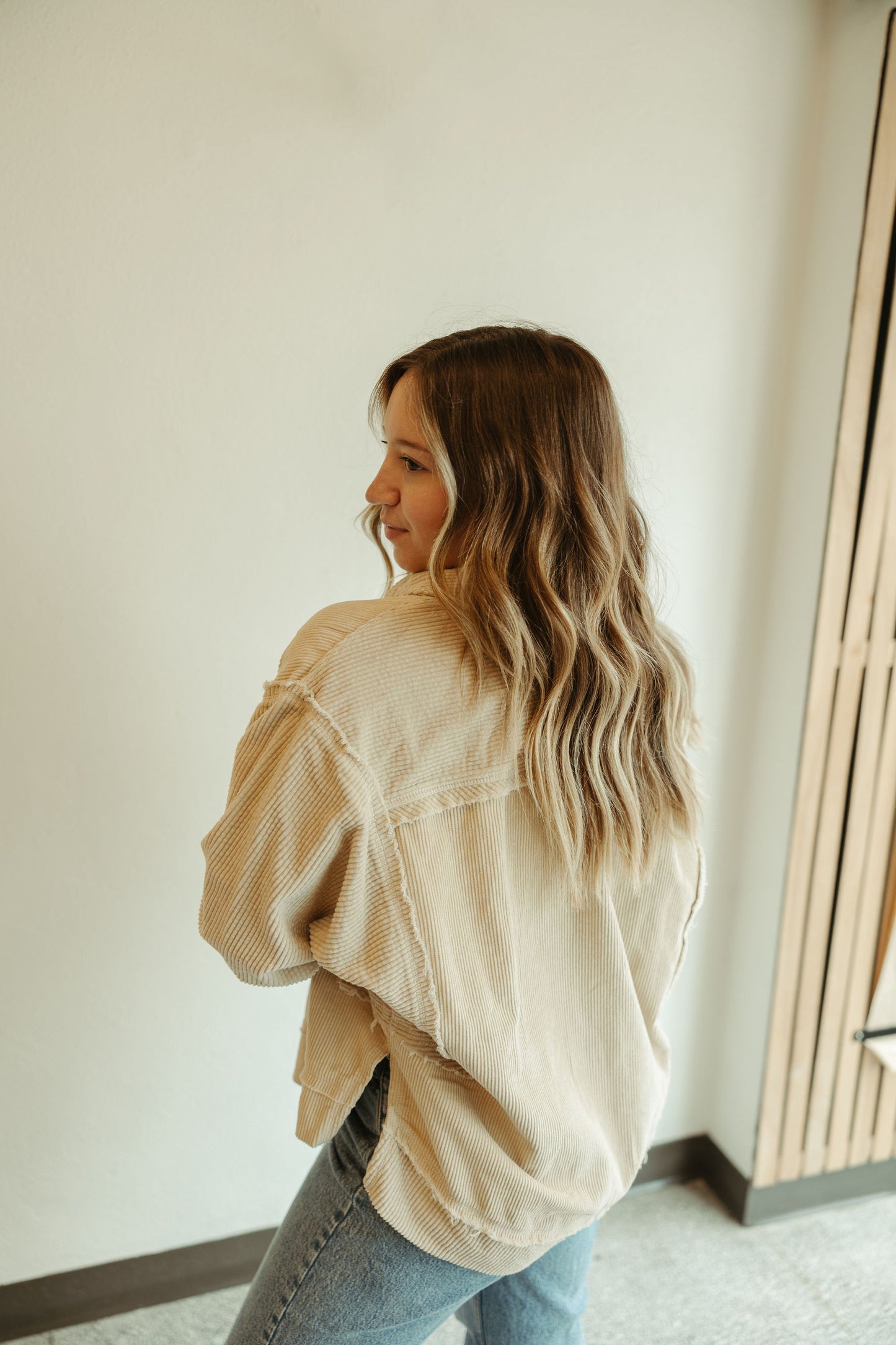 Distressed Hem Corduroy Jacket