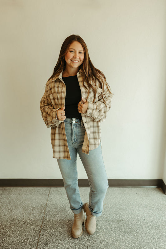 Taupe Plaid Corduroy Jacket