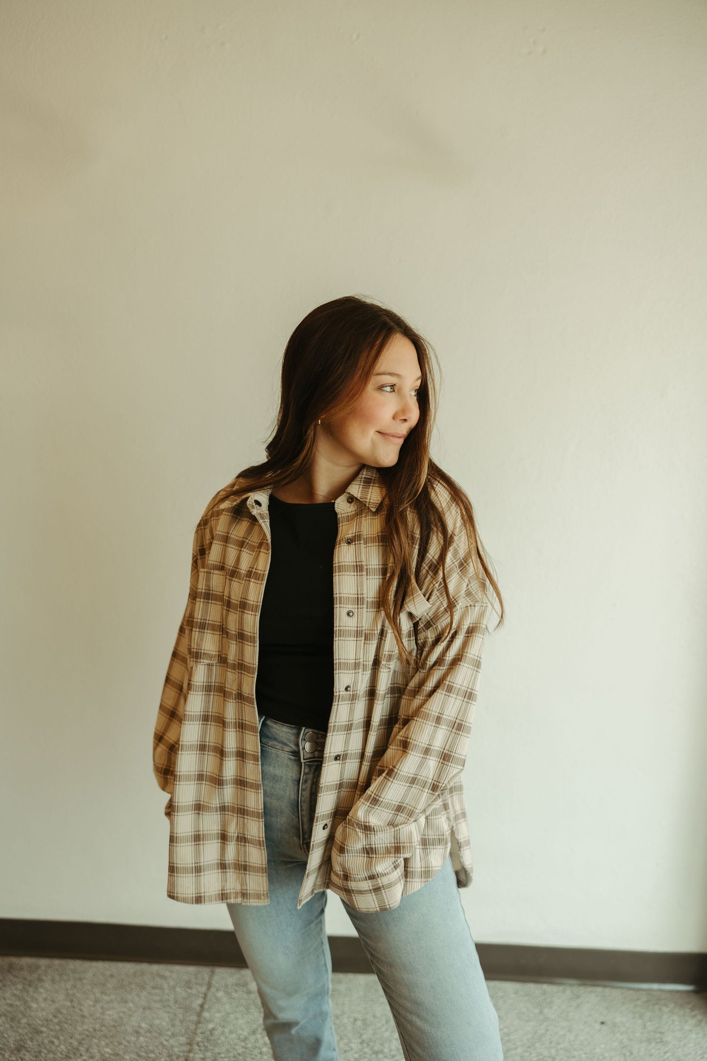 Taupe Plaid Corduroy Jacket