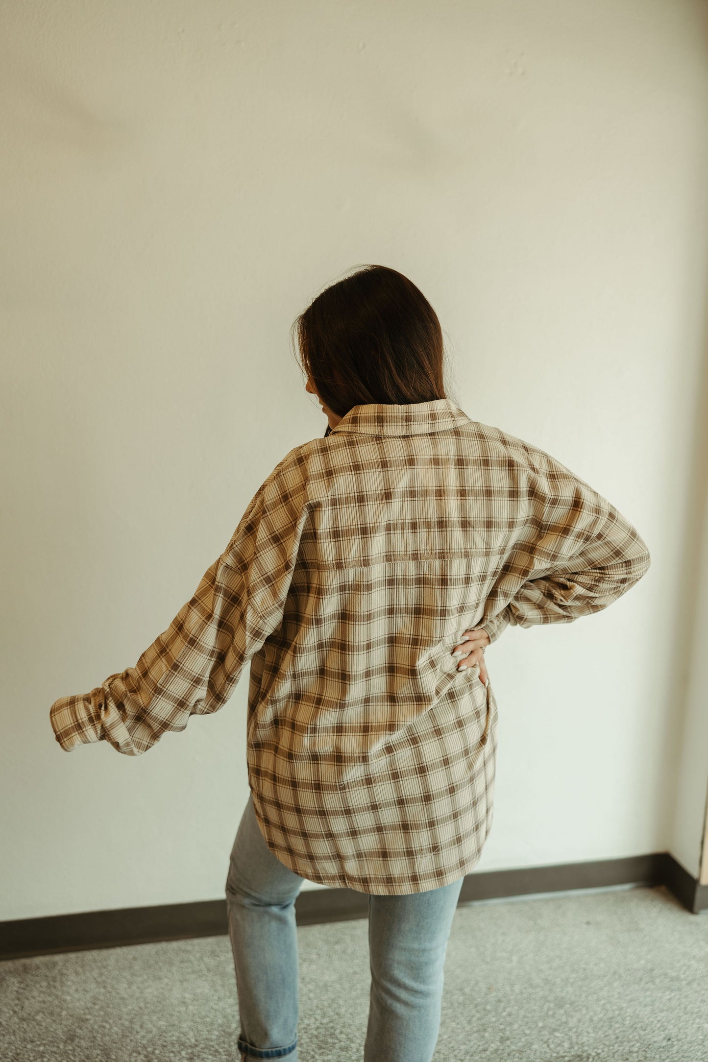 Taupe Plaid Corduroy Jacket