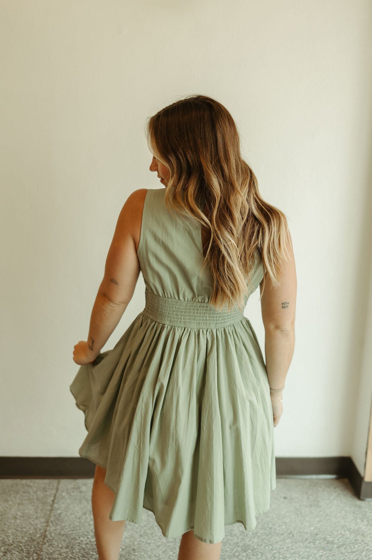 Sage Bow Mini Dress