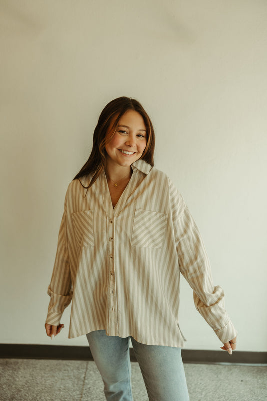 Stone Striped Button Down Shirt