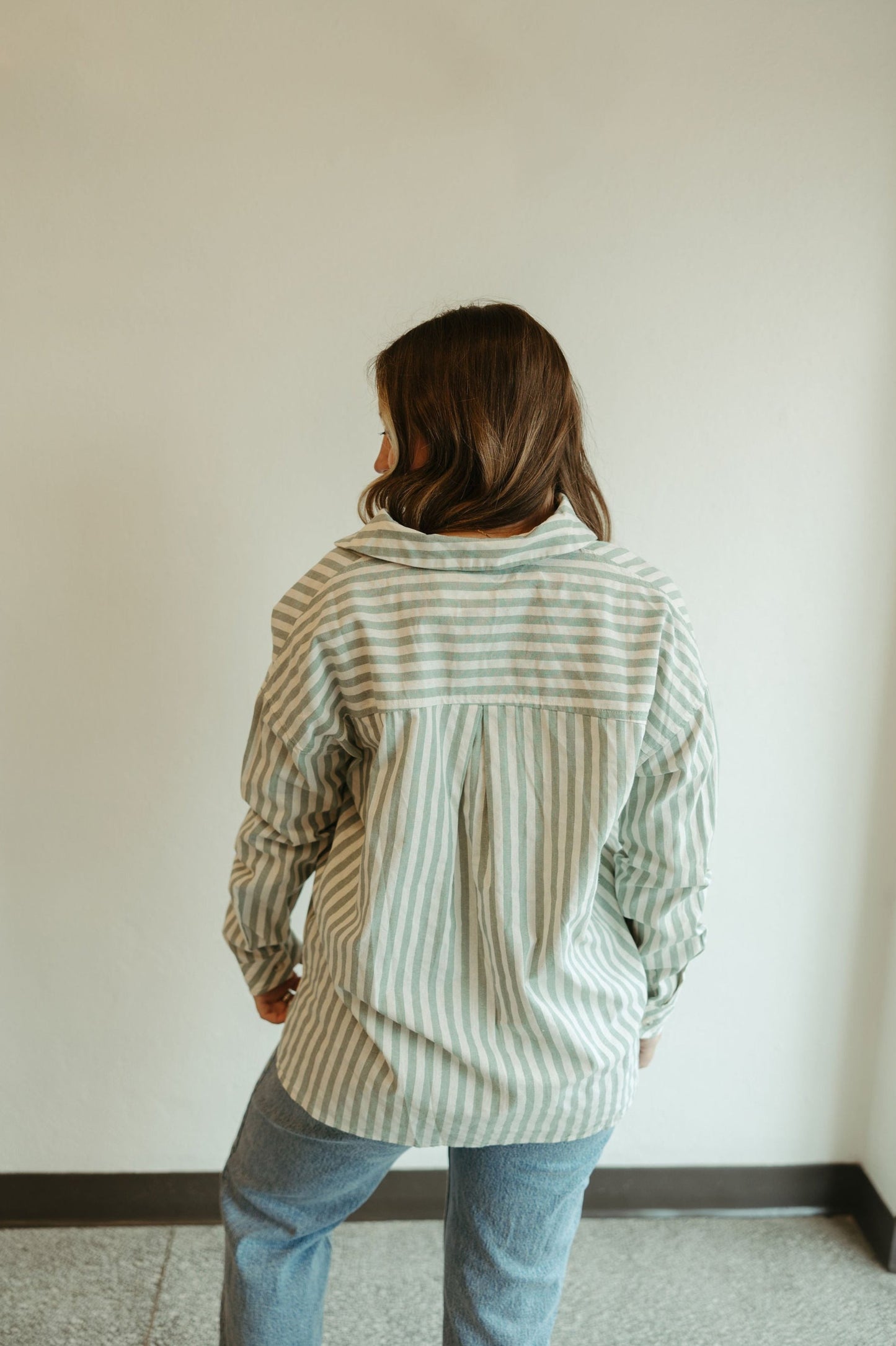 Sage Striped Button Down Shirt