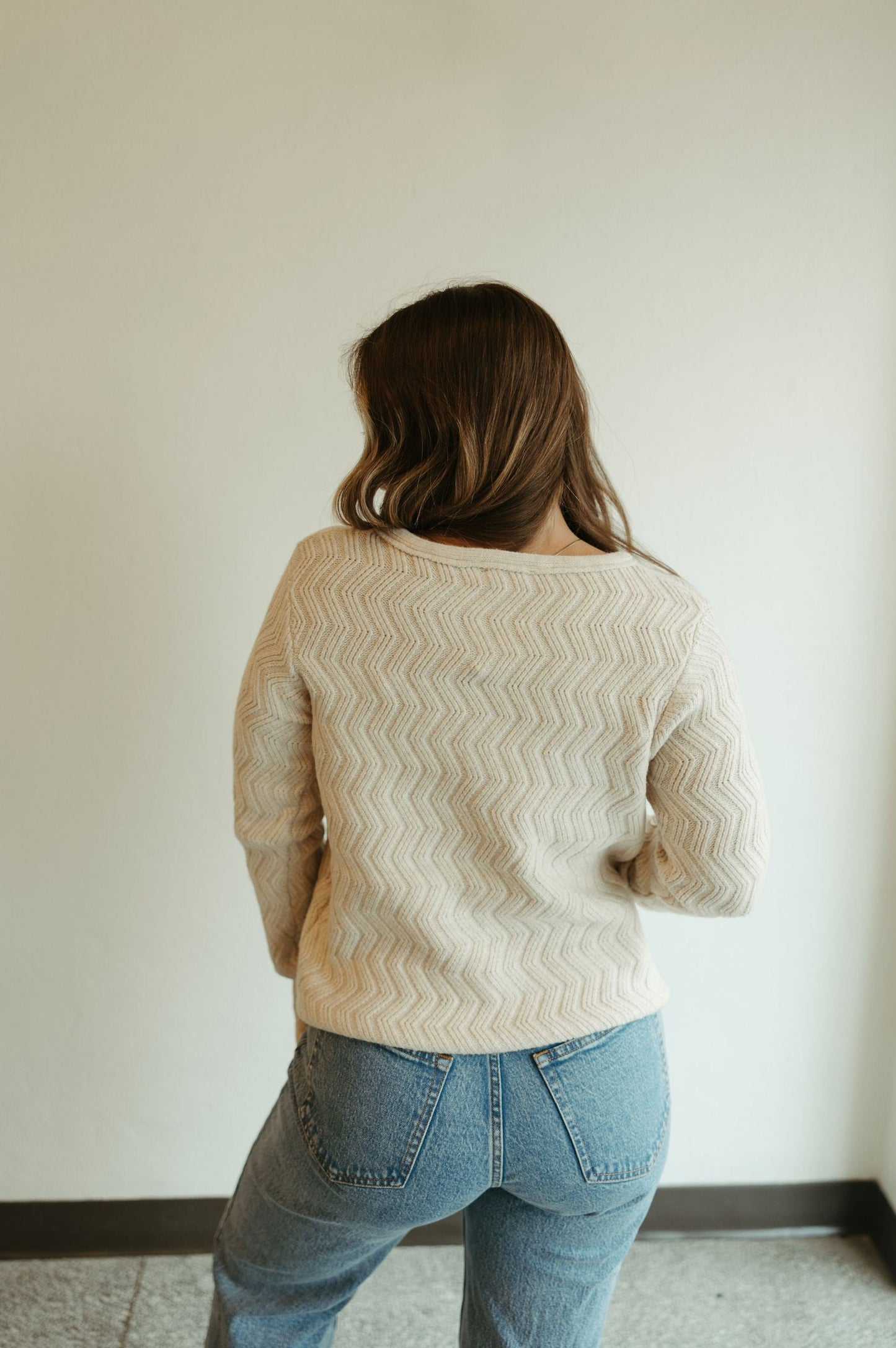 Cream Chevron Sweater Cardigan