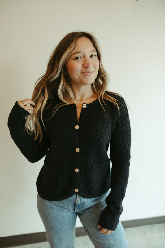 Navy Chevron Sweater Cardigan