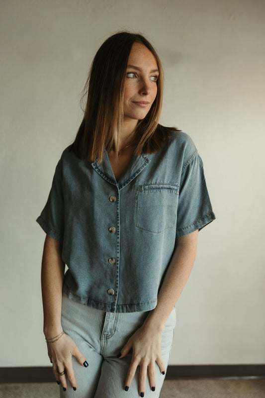 Boxy Denim Washed Shirt