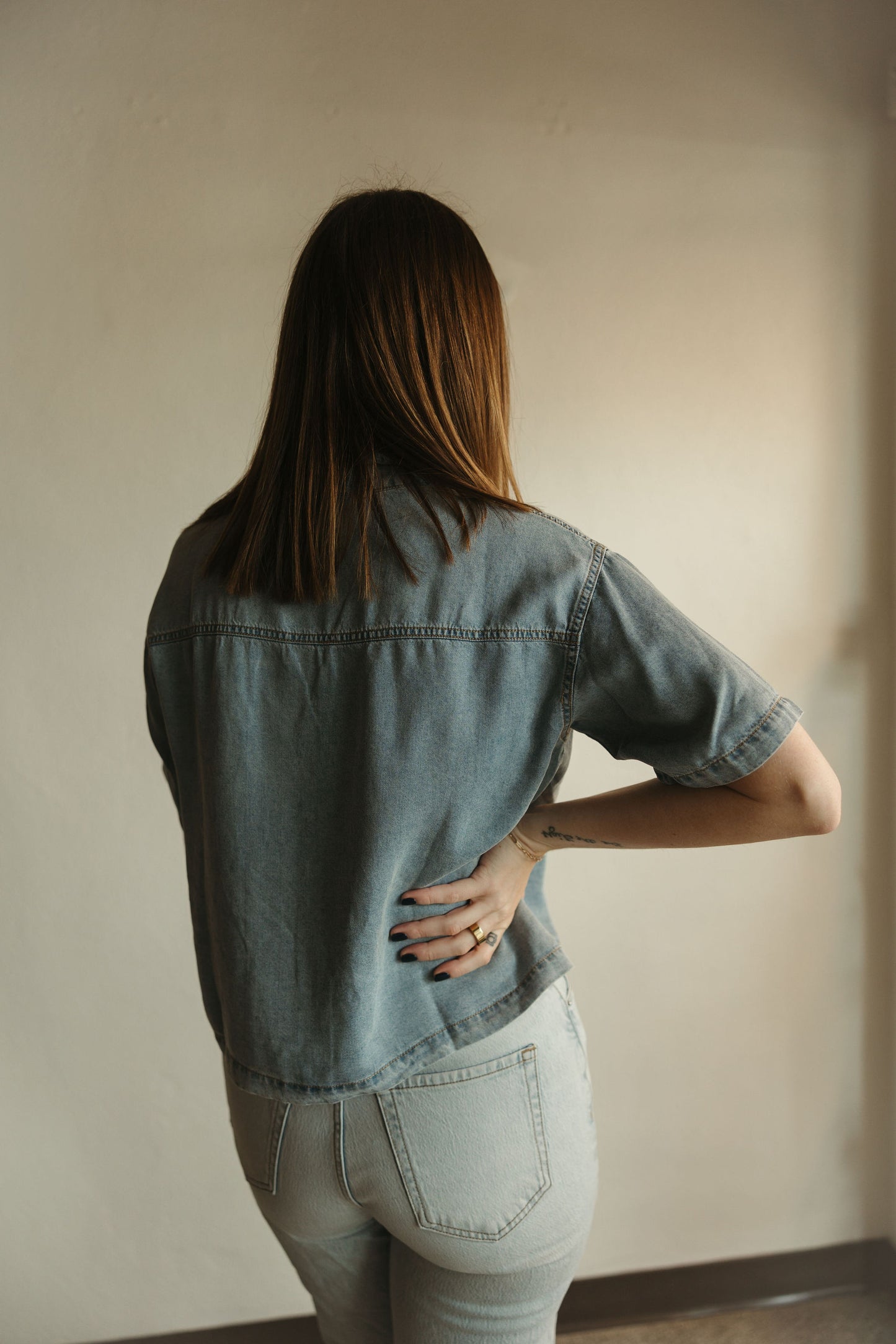 Boxy Denim Washed Shirt