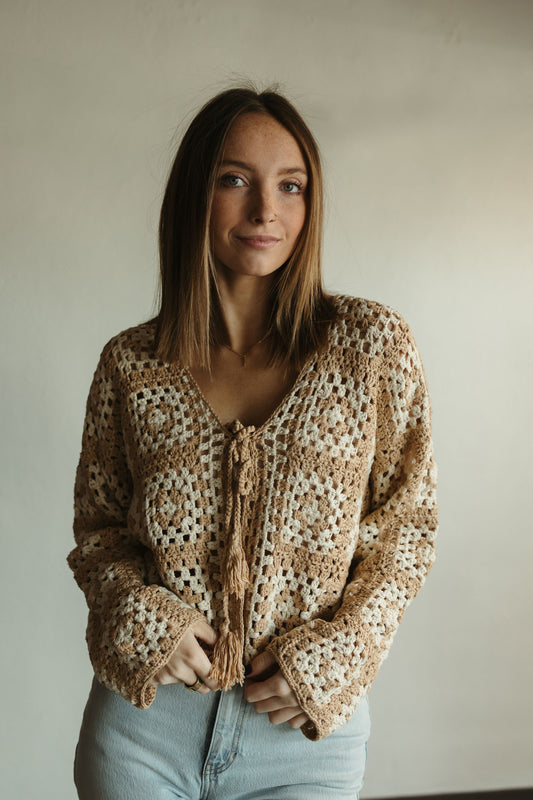 Cream Crochet Cardigan