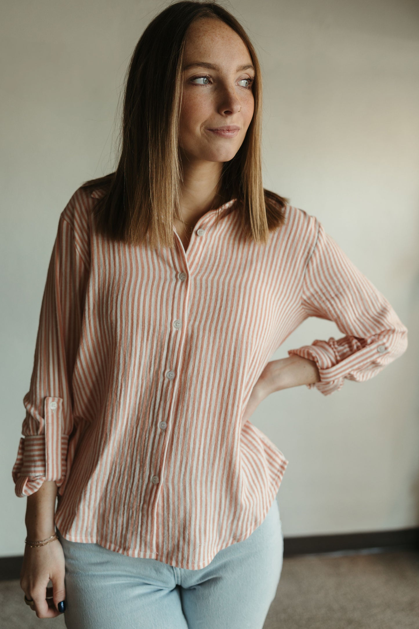 Pink Stripe Button Down