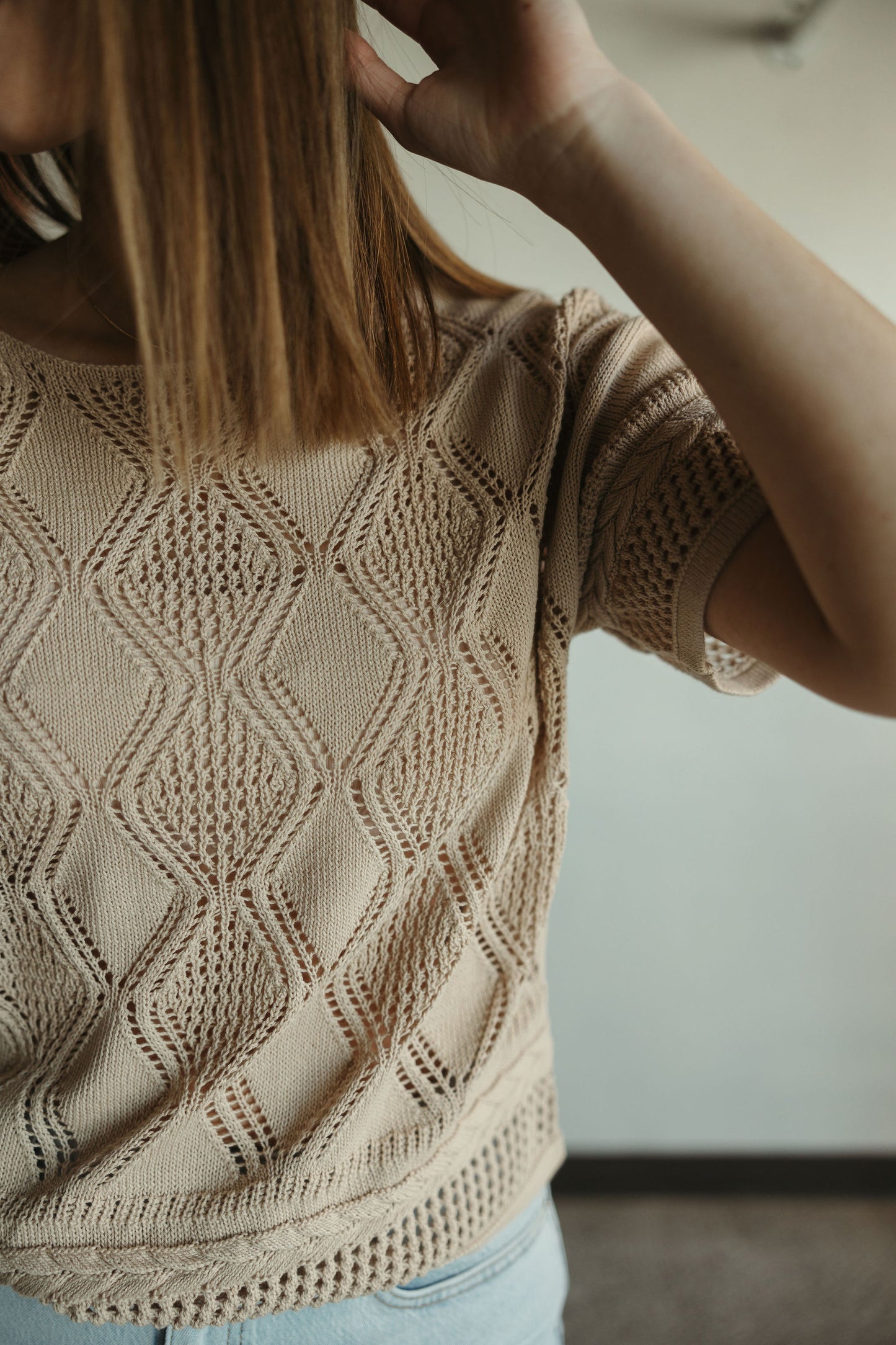 Taupe Detailed Knit Sweater Top