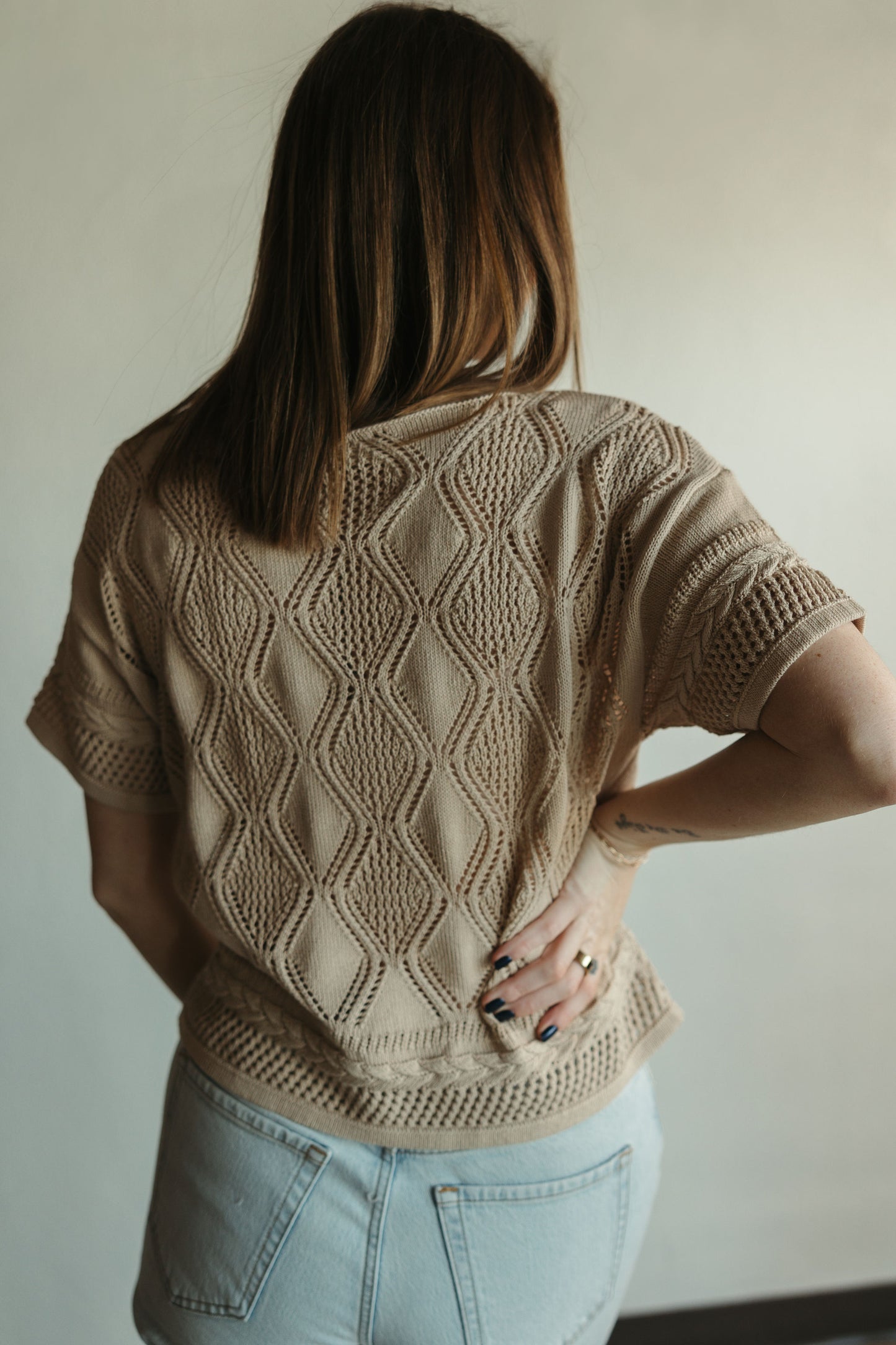 Taupe Detailed Knit Sweater Top