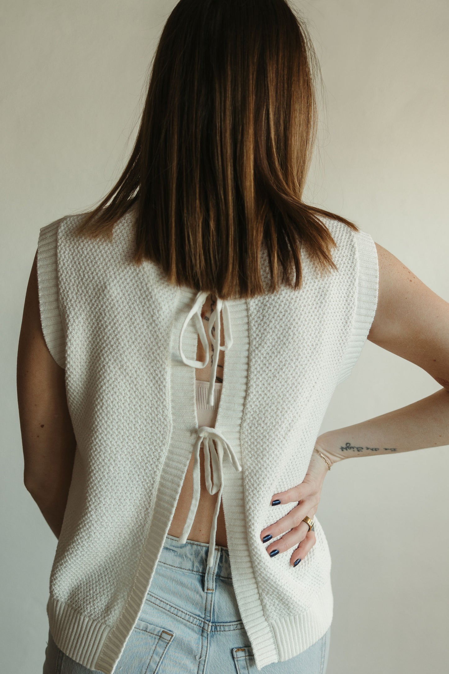 Tie Back Sleeveless Sweater