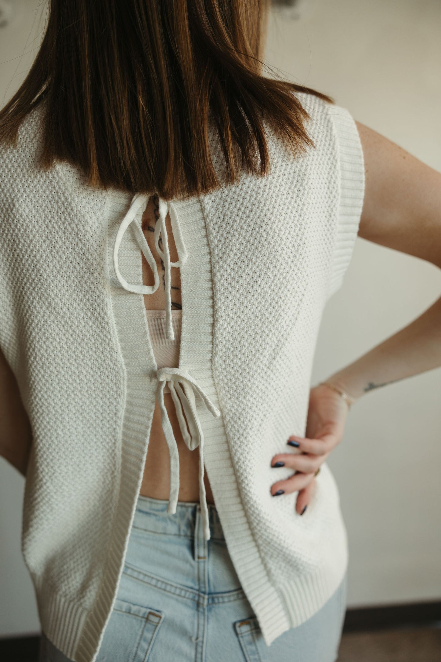 Tie Back Sleeveless Sweater