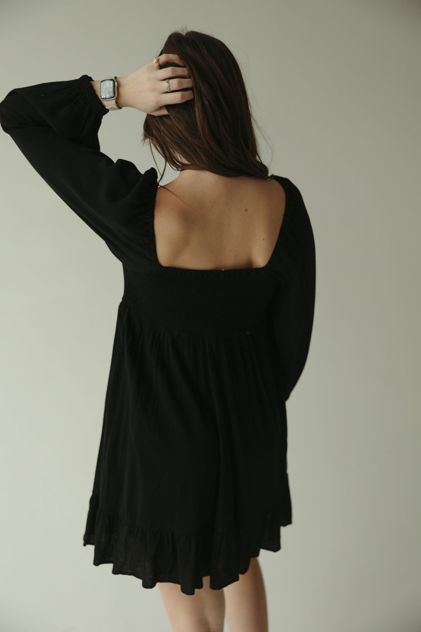 Black Long Sleeve Babydoll Dress