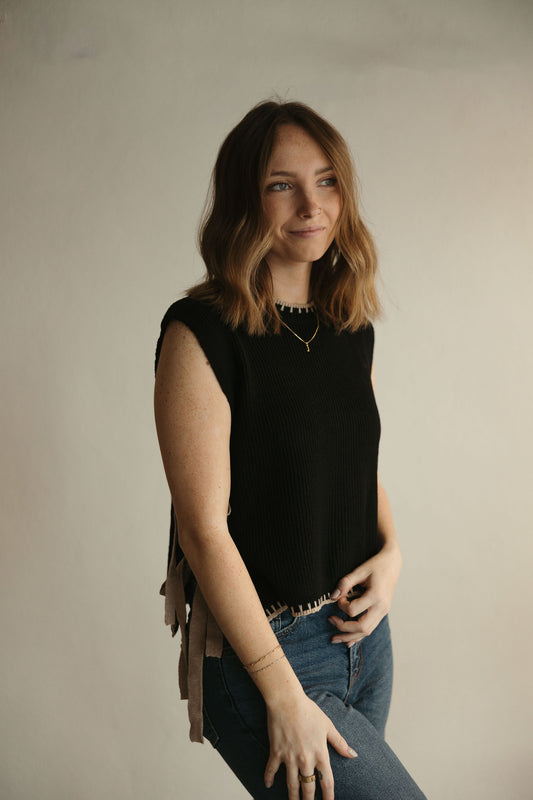 Mock Neck Sleeveless Sweater